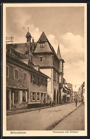 AK Meisenheim, Die Untergasse mit Rathaus