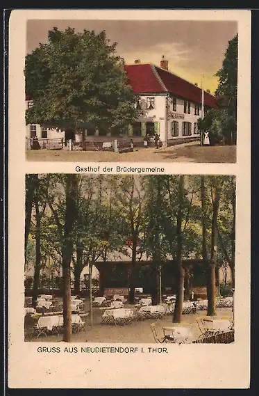 AK Neudietendorf i. Thür., Gasthof der Brüdergemeine