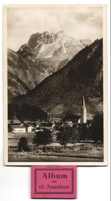 Leporello-AK Oberstdorf, 10 Ansichten, Ortsansicht, Walserschanz, Breitachklamm