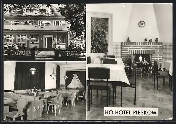 AK Bad Saarow /Pieskow, HO-Hotel Pieskow mit Innenansichten des Restaurants