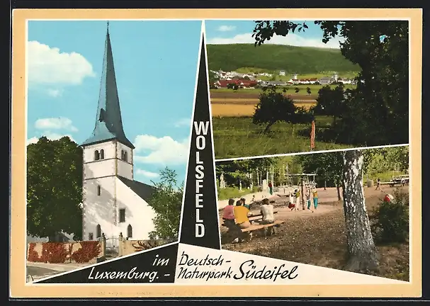 AK Wolsfeld, Hubertuskirche, Park, Ortsansicht