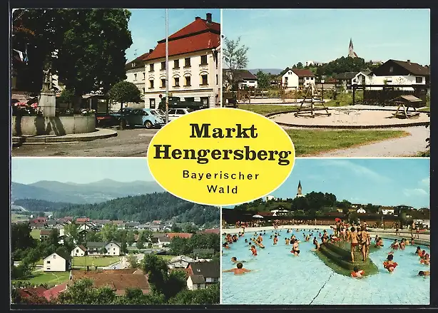 AK Markt Hengersberg, Schwimmbad, Ortsansicht, Spielplatz