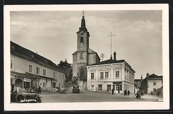 AK Wien, Kalksburg, Kirchenplatz mit Cafe-Restaurant