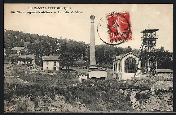 AK Champagnac, Le Puits Madeleine, Kohlewerk