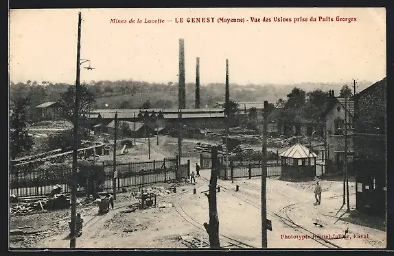 AK Le Genest, Vue des Usines prise du Puits Georges, Mines de la Lucette