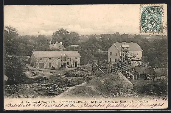 AK Le Genest, Mines de la Lucette, Le puits Georges, les Ecuries, la Direction