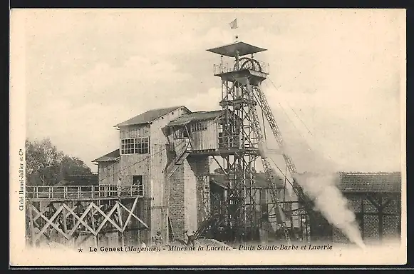 AK Le Genest, Mines de la Lucette, Puits Sainte-Barbe et Laverie