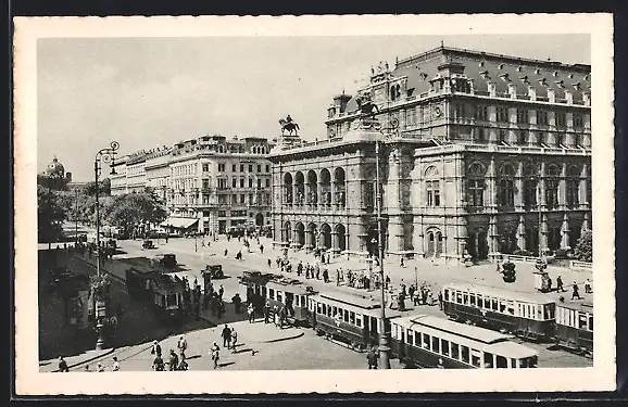 AK Wien, Strassenbahn am Opernring