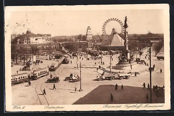 AK Wien II., Praterstern, Riesenrad, Tegetthoff-Monument