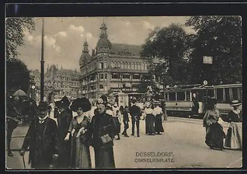 AK Düsseldorf, Corneliusplatz mit Strassenbahn