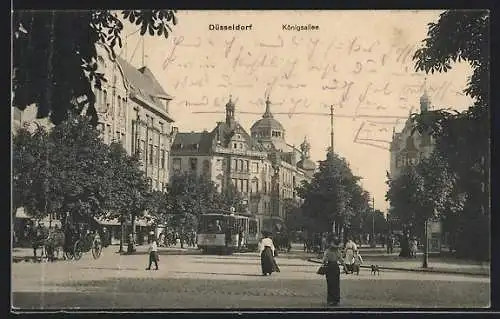 AK Düsseldorf, Königsallee mit Strassenbahn