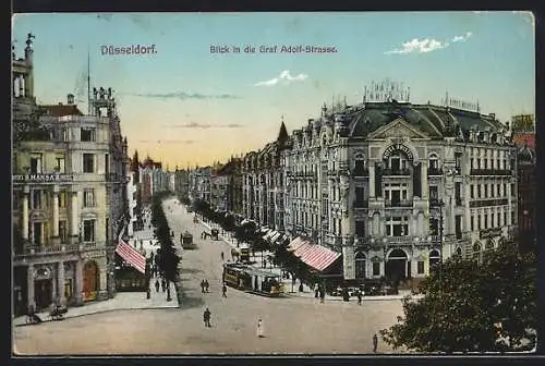 AK Düsseldorf, Blick in die Graf Adolf-Strasse