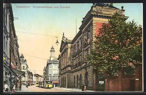 AK Düsseldorf, Schadowstrasse und Tonhalle mit Strassenbahnen