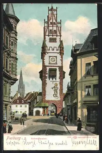AK Freiburg / Breisgau, Schwabentor mit Passanten