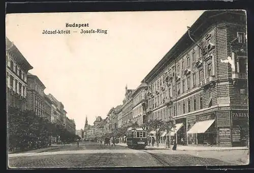 AK Budapest, Josefs Ring mit Strassenbahn