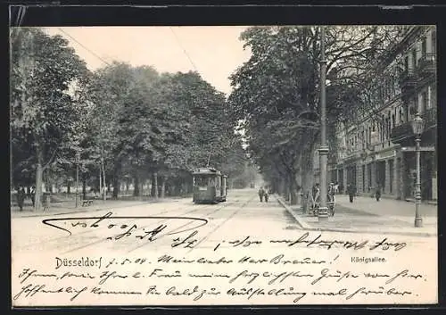 AK Düsseldorf, Strassenbahn in der Königsallee