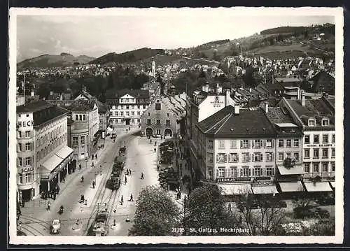 AK St. Gallen, Strassenbahn am Hechtplatz