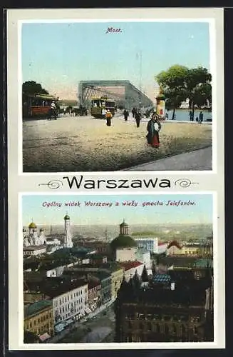 AK Warschau-Warszawa, Most, Gesamtansicht aus der Vogelschau