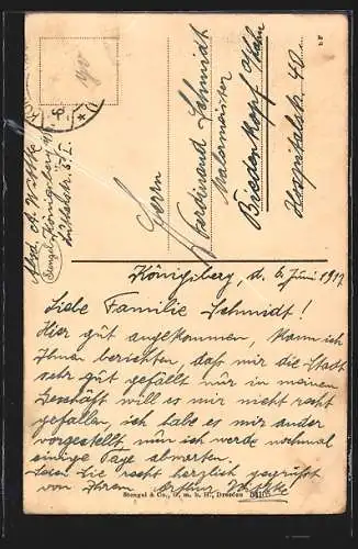 AK Königsberg i. Pr., Strassenbahnen am Schloss