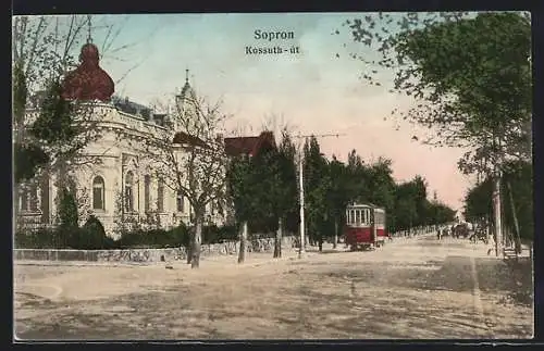 AK Sopron, Kossuth-út, Strassenbahn