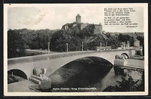 AK Halle /Saale, Burg Giebichenstein mit Brücke