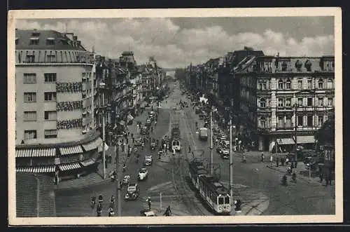 AK Köln-Neustadt, Hohenzollernring mit Strassenbahnen, Fliegeraufnahme