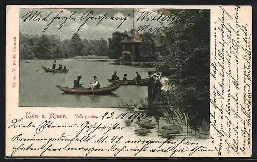 AK Köln-Neustadt, Volksgarten mit Gondeln
