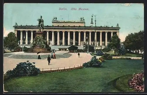 AK Berlin, Parkansicht mit Denkmal und altem Museum