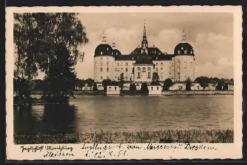 AK Moritzburg / Sa., Blick zum Jagdschloss