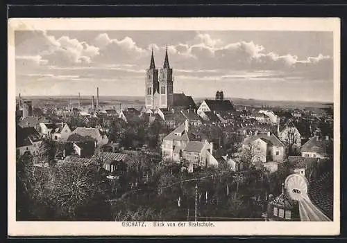 AK Oschatz, Blick von der Realschule mit Kirche