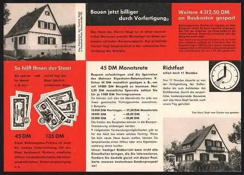 Klapp-AK Monatsraten für das Eigenheim, Reklame Bausparkasse Mainz AG, Römerwall 67