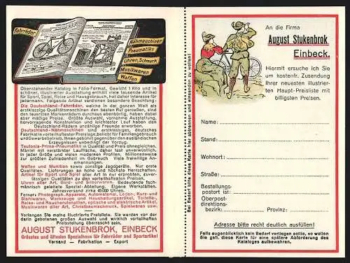 Klapp-AK Einbeck, Firma August Stukenbrok, Spezialhaus für Fahrräder und Sportartikel