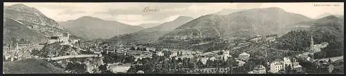 Klapp-AK Lourdes, Panorama mit Burg
