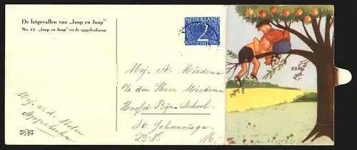 Klapp-AK Joop en Jaap werden beim Apfeldiebstahl erwischt, Comic