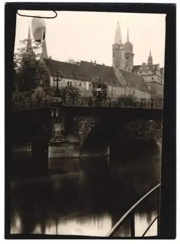 Fotografie W. Apel, Berlin, Ansicht Merseburg, Dom von der Brücke aus gesehen