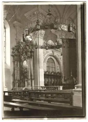 Fotografie W. Apel, Berlin, Ansicht Comburg, Radleuchter in der Klosterkirche