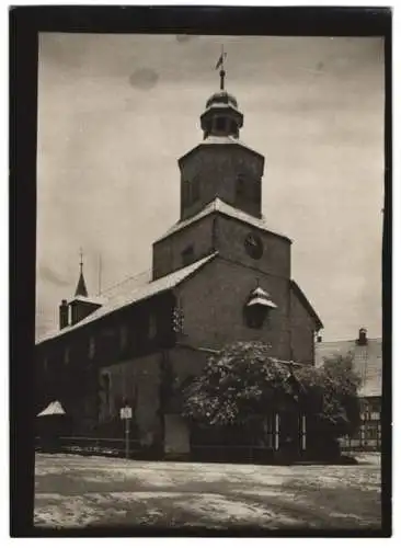 Fotografie W. Apel, Berlin, Ansicht Bad Grund, St. Antonius Kirche im Winter