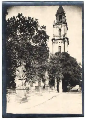 Fotografie W. Apel, Berlin, Ansicht Potsdam, Brücke mit Statuen vor der Garnisionskirche