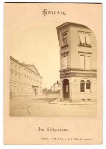 Fotografie S. P. Christmann, Berlin, Ansicht Leipzig, Restaurant L. Hoffmann und Schützenhaus in der Wintergartenstrasse