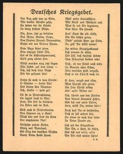 Klapp-AK Deutsches Kriegsgebet