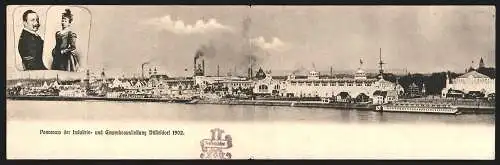 Klapp-AK Düsseldorf, Industrie- und Gewerbeausstellung 1902, Ausstellungsgelände, Kaiser Wilhelm II.