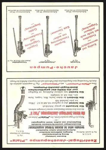 Klapp-AK Kaiserslautern, Guss- und Armaturwerk Kaiserslautern AG, Reklame für Saugpumpen