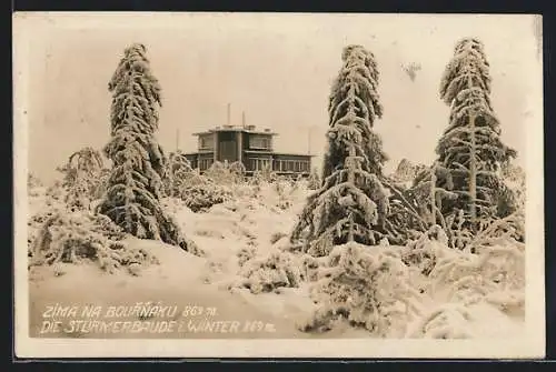 AK Stürmerbaude, Berghütte im Winter