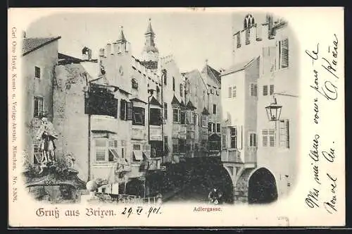 AK Brixen, Strassenblick in die Adlergasse