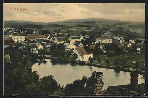 AK Gr.-Siegharts, Teilansicht mit See