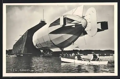 AK Zeppelin LZ 4 Echterdinger Schiff wird in die Halle gebracht