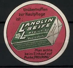 Reklamemarke Lanolin Seife, Marke Pfeilring, Seifenverpackung