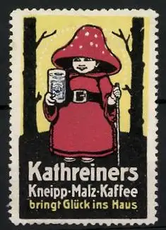 Reklamemarke Kathreiners Kneipp-Malz-Kaffee bringt Glück ins Haus, Pilz in Menschengestalt