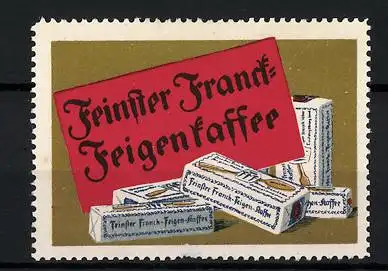 Reklamemarke Feinster Franck-Feigen-Kaffee, Kaffeeschachteln