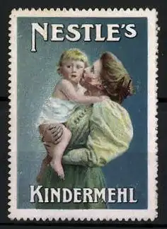 Reklamemarke Nestle's Kindermehl, Mutter mit Tochter auf dem Arm